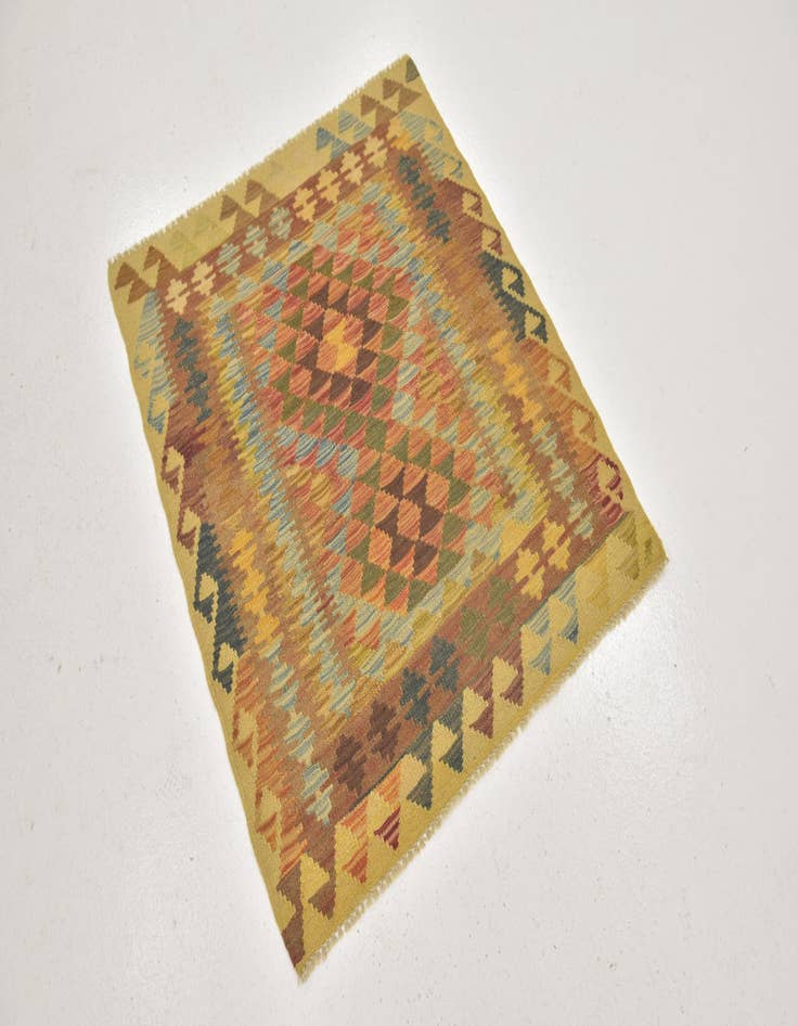 Detail image of  3' x 3' 6  Hand Woven Kilim Maymana Wool Square Rug