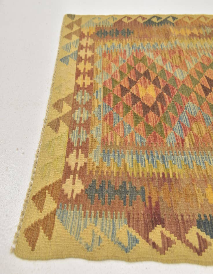 Detail image of  3' x 3' 6  Hand Woven Kilim Maymana Wool Square Rug