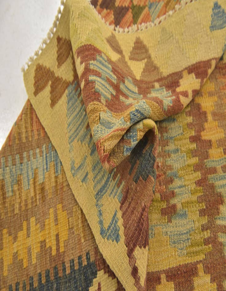 Detail image of  3' x 3' 6  Hand Woven Kilim Maymana Wool Square Rug