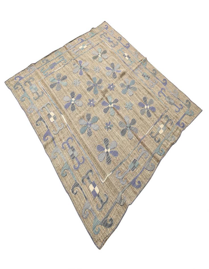 Detail image of  5' 5 x 5' 7  Hand Woven Kilim Suzani Wool Square Rug