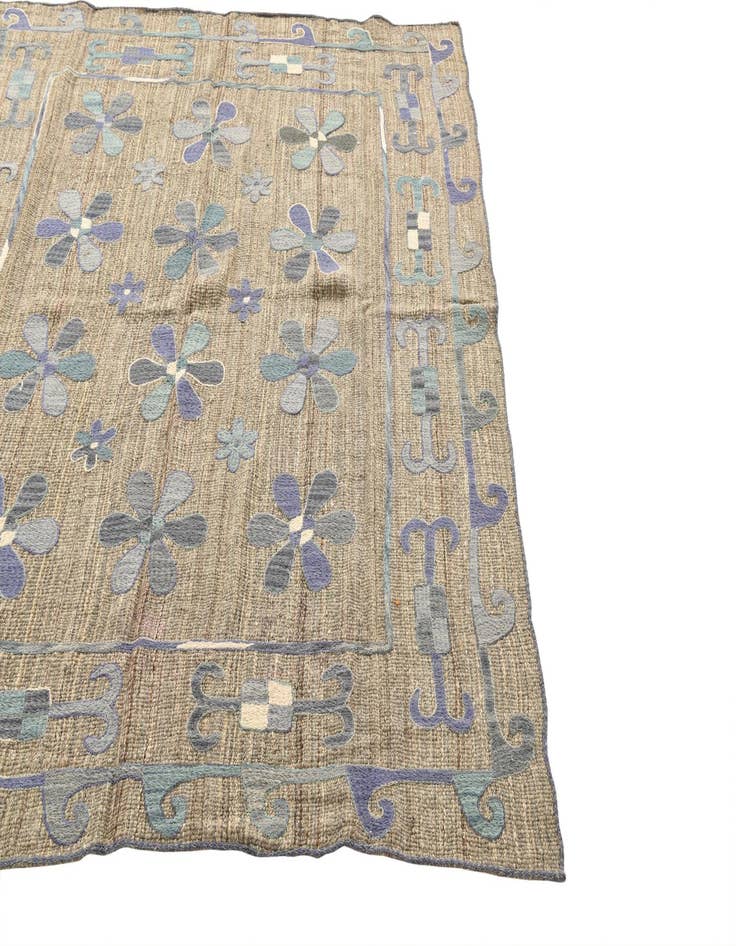 Detail image of  5' 5 x 5' 7  Hand Woven Kilim Suzani Wool Square Rug