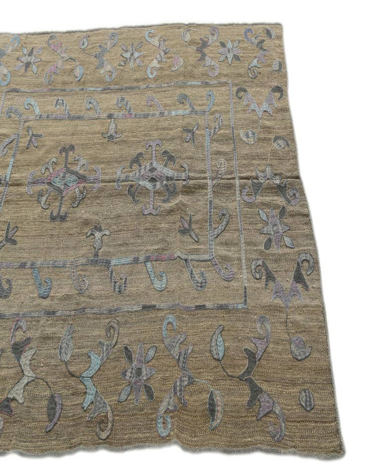 Detail image of  5' 2 x 6' 5  Hand Woven Kilim Suzani Wool Square Rug