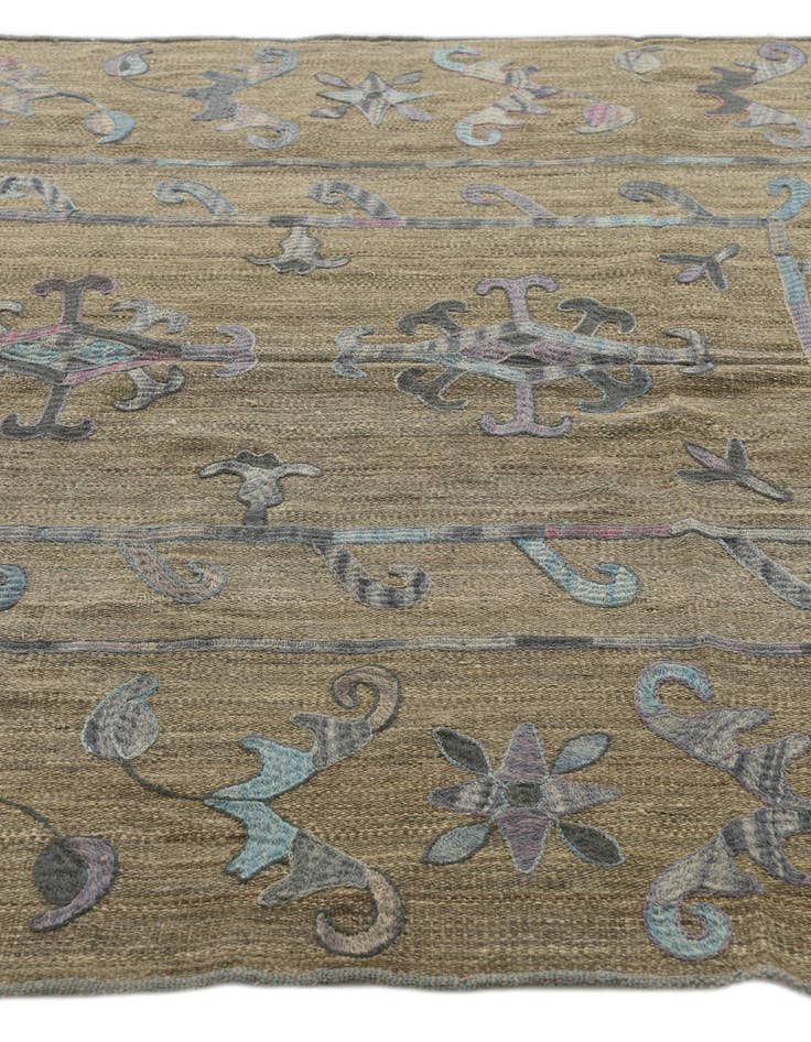 Detail image of  5' 2 x 6' 5  Hand Woven Kilim Suzani Wool Square Rug