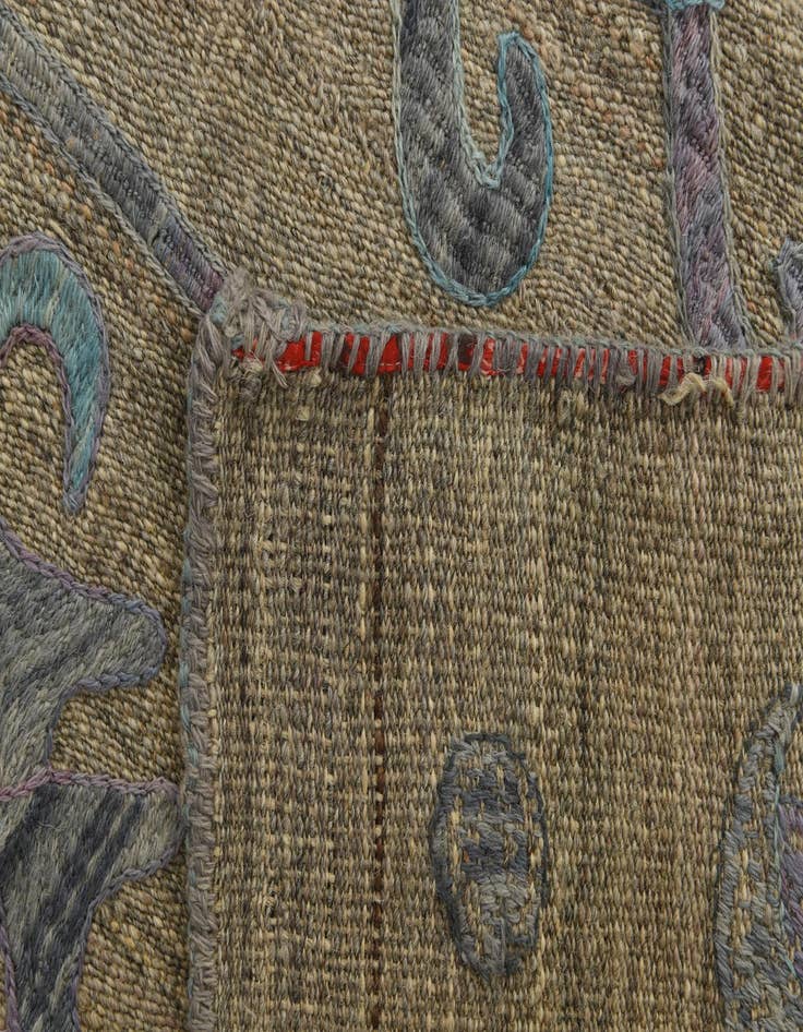 Detail image of  5' 2 x 6' 5  Hand Woven Kilim Suzani Wool Square Rug