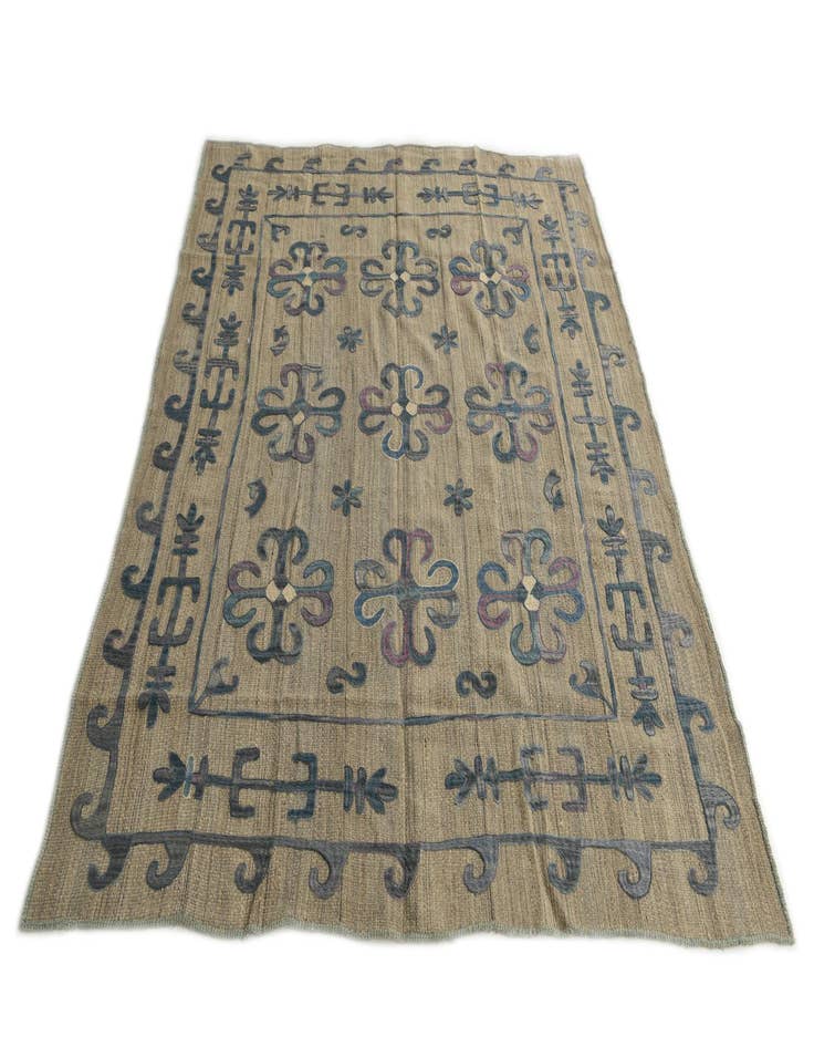 Detail image of  6' x 7' 1  Hand Woven Kilim Suzani Wool Square Rug