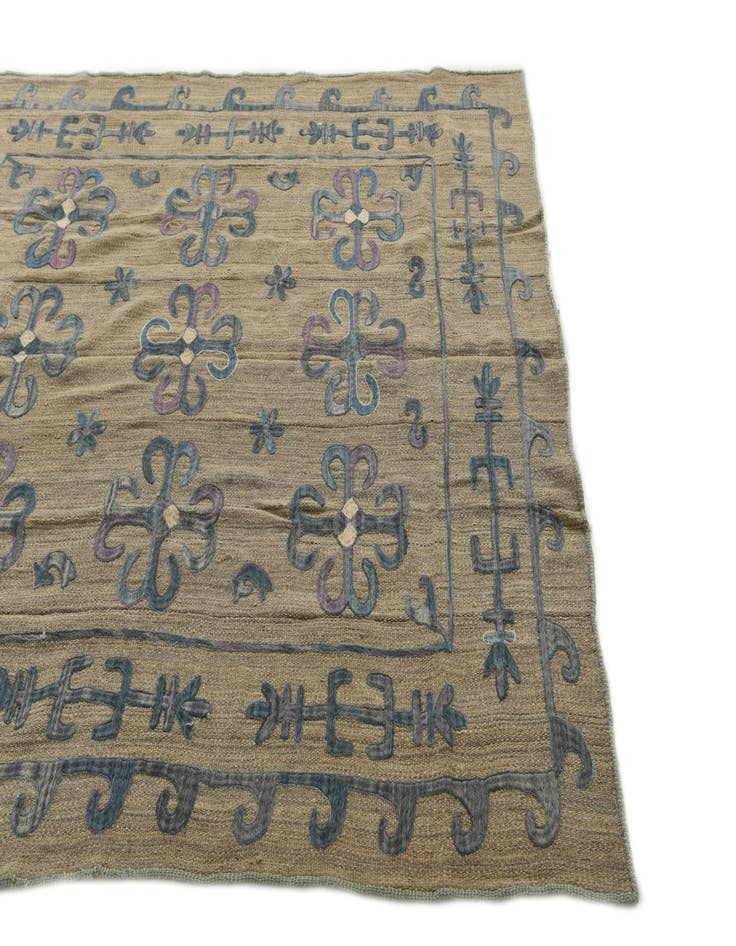 Detail image of  6' x 7' 1  Hand Woven Kilim Suzani Wool Square Rug