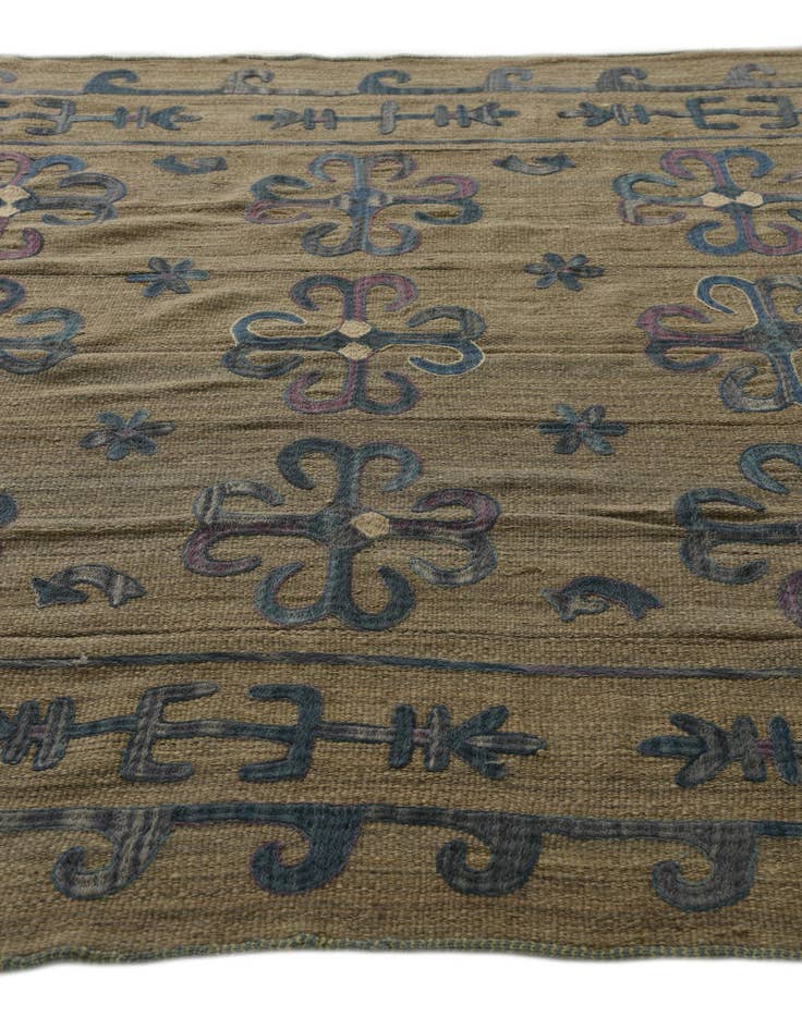 Detail image of  6' x 7' 1  Hand Woven Kilim Suzani Wool Square Rug