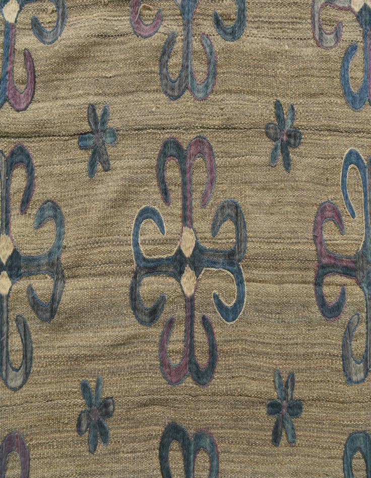 Detail image of  6' x 7' 1  Hand Woven Kilim Suzani Wool Square Rug