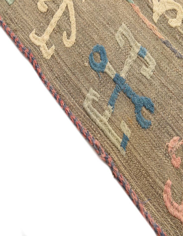 Detail image of  5' x 5' 10  Hand Woven Kilim Suzani Wool Square Rug
