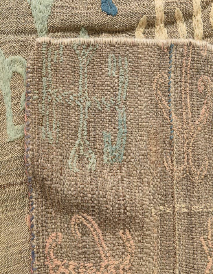 Detail image of  5' x 5' 10  Hand Woven Kilim Suzani Wool Square Rug