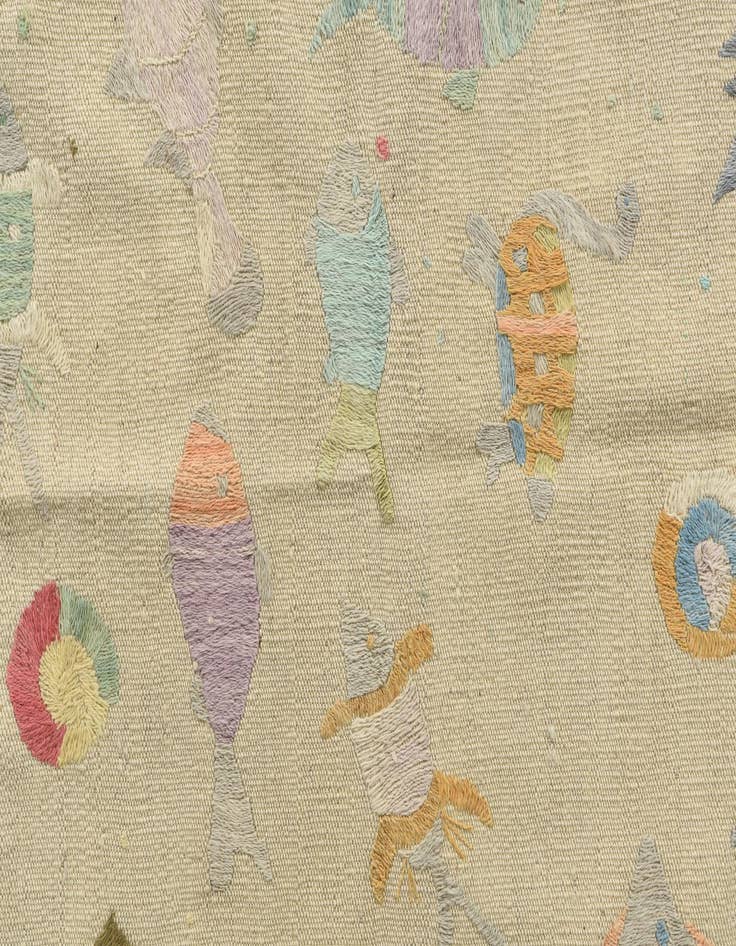 Detail image of  8' 7 x 9'  Hand Woven Kilim Suzani Wool Square Rug