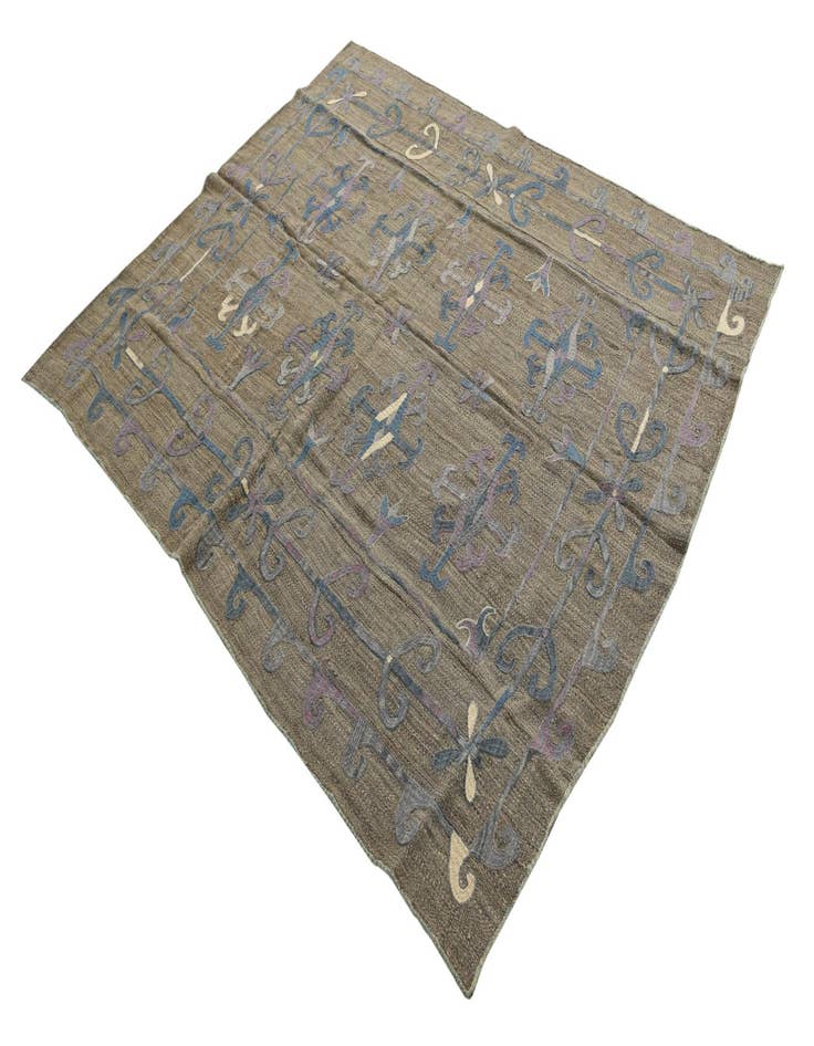 Detail image of  5' 8 x 6' 9  Hand Woven Kilim Suzani Wool Square Rug