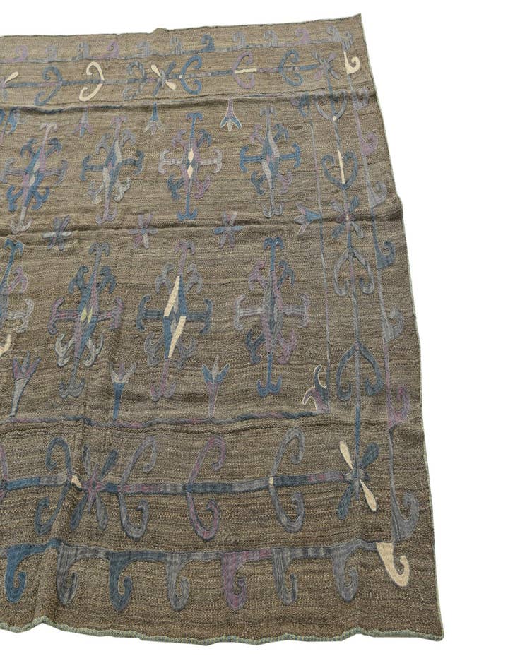 Detail image of  5' 8 x 6' 9  Hand Woven Kilim Suzani Wool Square Rug