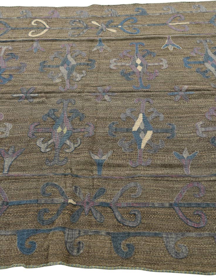 Detail image of  5' 8 x 6' 9  Hand Woven Kilim Suzani Wool Square Rug