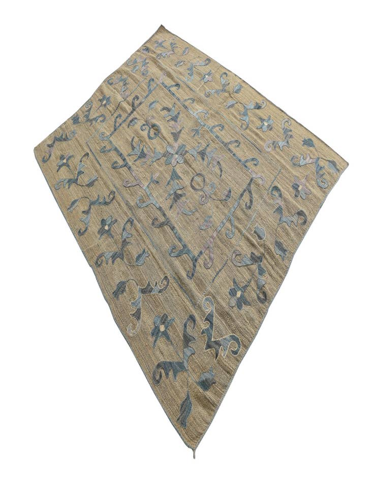 Detail image of  5' 2 x 6' 4 Kilim Suzani Wool Square Rug