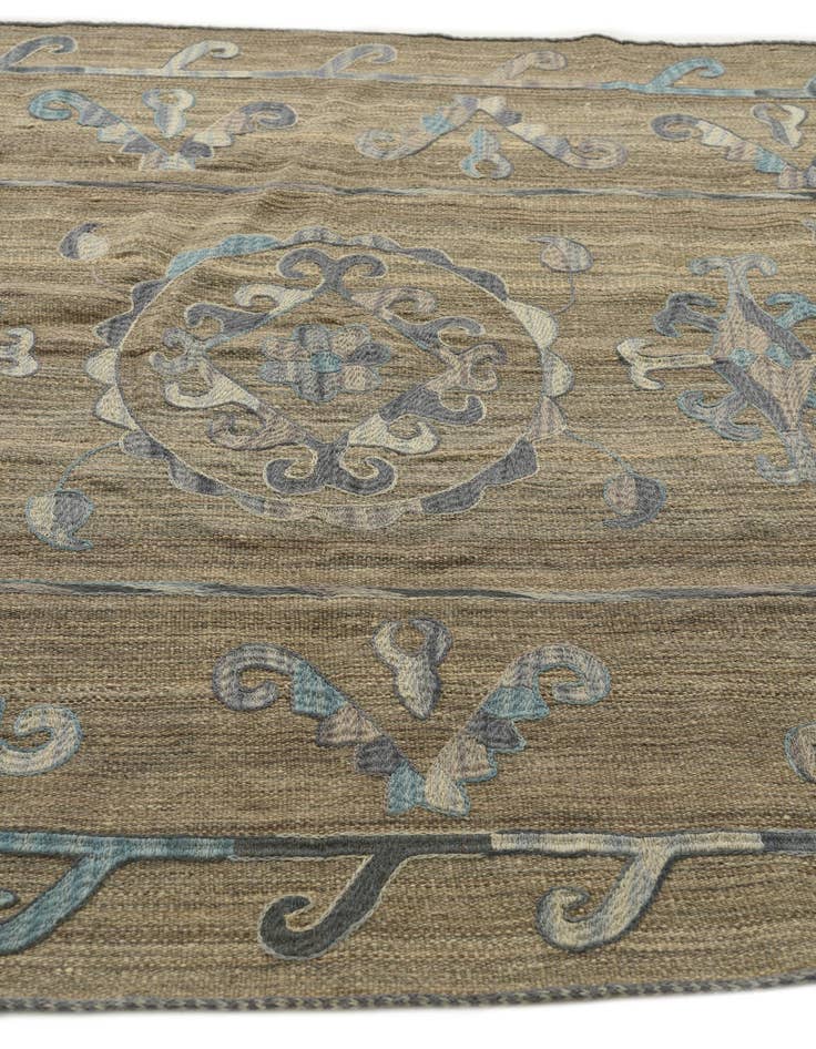 Detail image of  5' 3 x 6' 5  Hand Woven Kilim Suzani Wool Square Rug