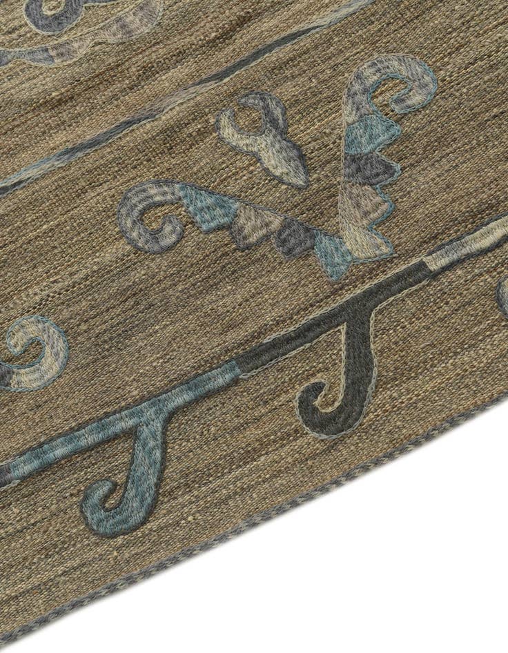 Detail image of  5' 3 x 6' 5  Hand Woven Kilim Suzani Wool Square Rug