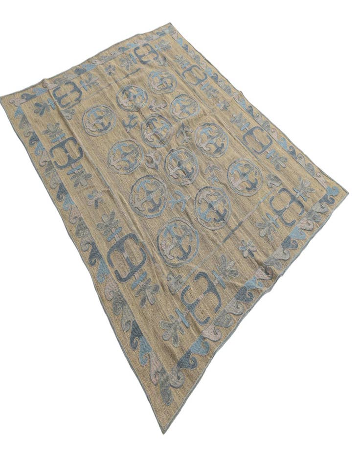 Detail image of  5' 6 x 6' 8  Hand Knotted Kilim Suzani Wool Square Rug