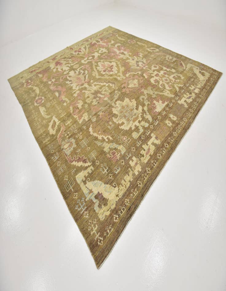 Detail image of  11' x 12'  Hand Knotted Oushak Wool Square Rug