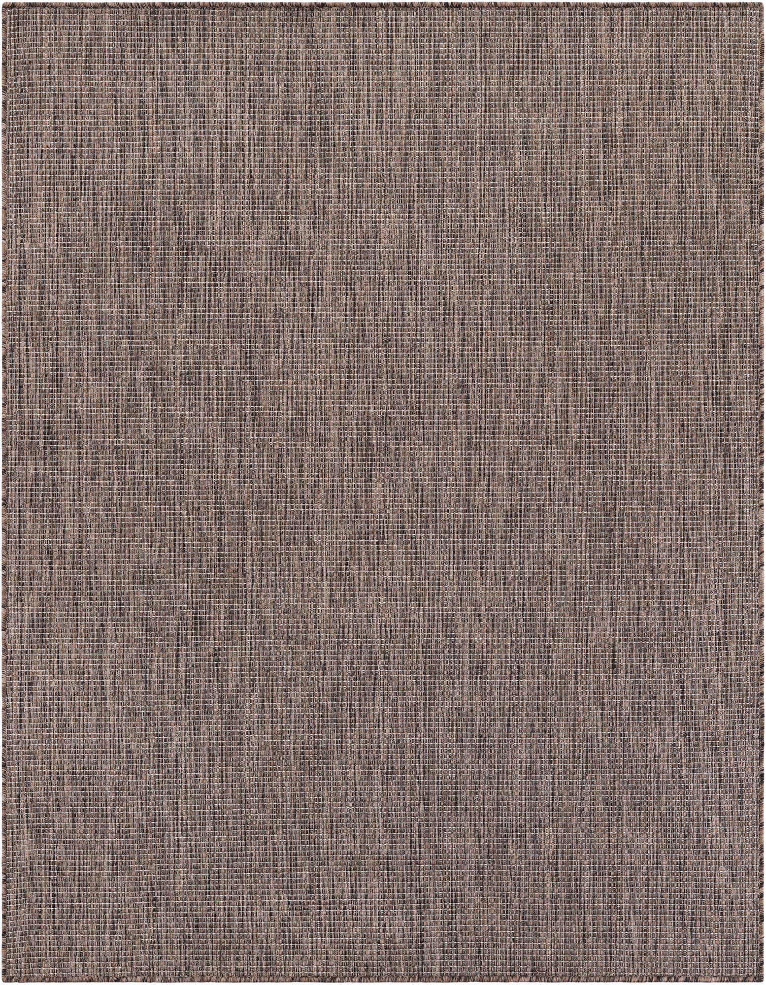 A 6' 0 x 6' 0 square brown flatweave rug with a subtle textured pattern, suitable for indoor or outdoor use.