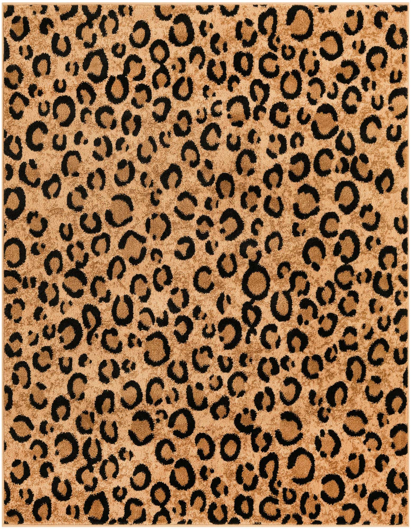 A 5'3" x 5'3" square Rugs.com Savannah rug featuring a modern leopard print in browns and tans.
