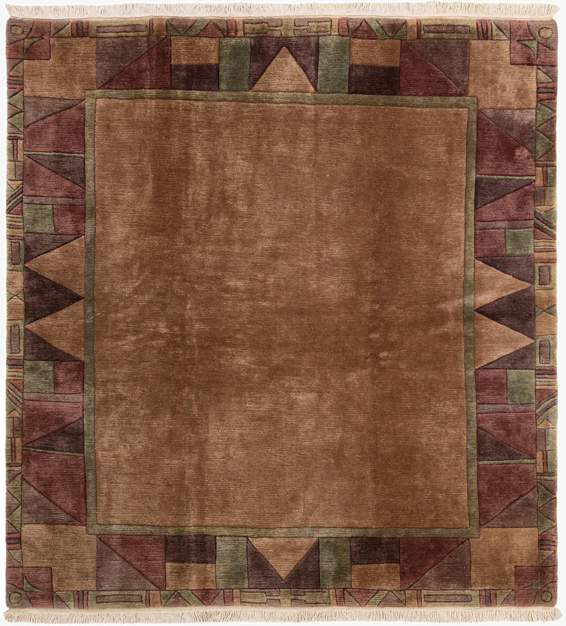  6' 9 x 7' 3  Hand Knotted Tibet Wool Square Rug