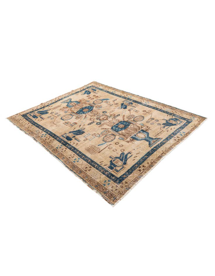 Detail image of  5' 2 x 6' 7  Hand Knotted Ultra Vintage Persian Wool Square Rug