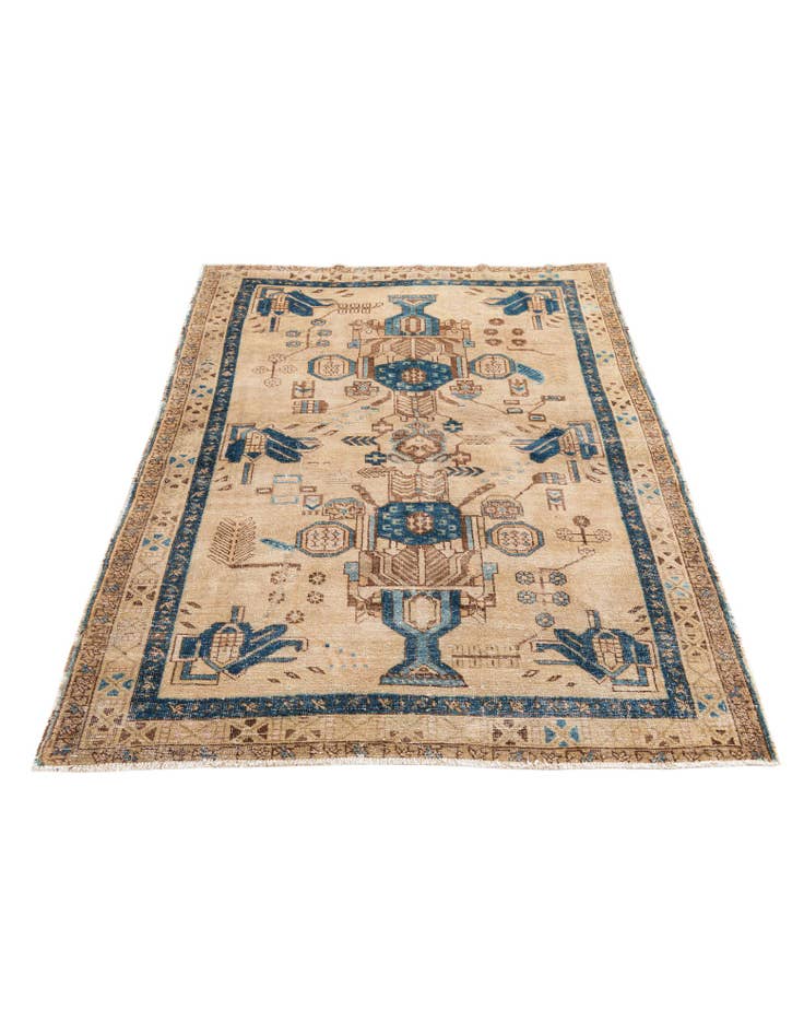 Detail image of  5' 2 x 6' 7  Hand Knotted Ultra Vintage Persian Wool Square Rug