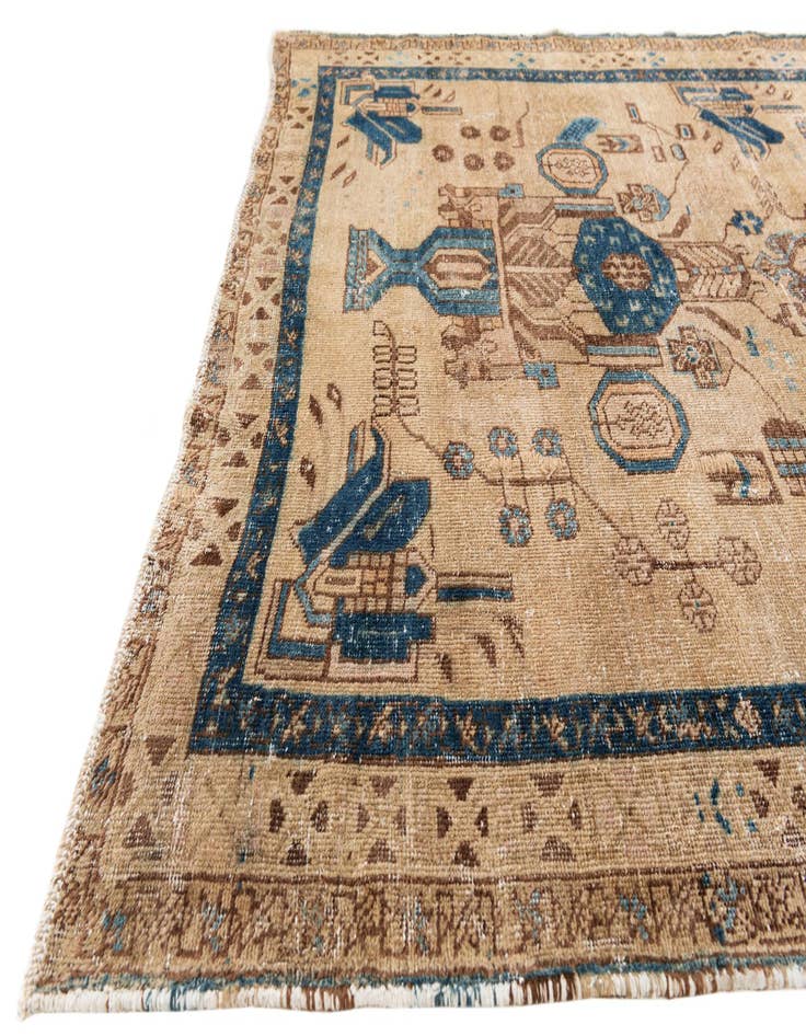 Detail image of  5' 2 x 6' 7  Hand Knotted Ultra Vintage Persian Wool Square Rug