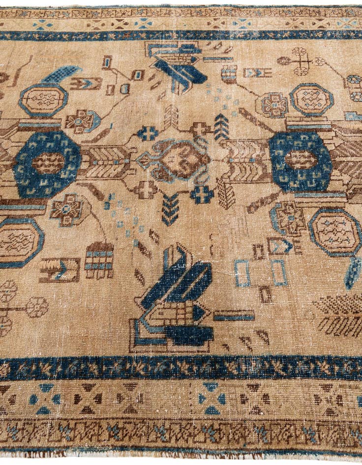 Detail image of  5' 2 x 6' 7  Hand Knotted Ultra Vintage Persian Wool Square Rug
