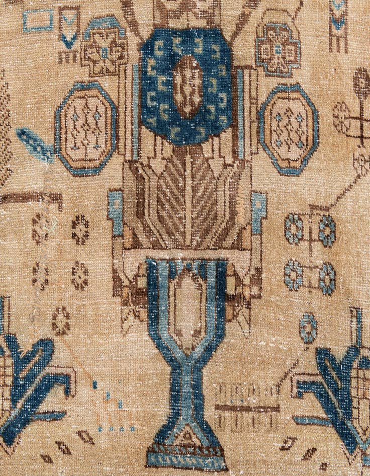 Detail image of  5' 2 x 6' 7  Hand Knotted Ultra Vintage Persian Wool Square Rug