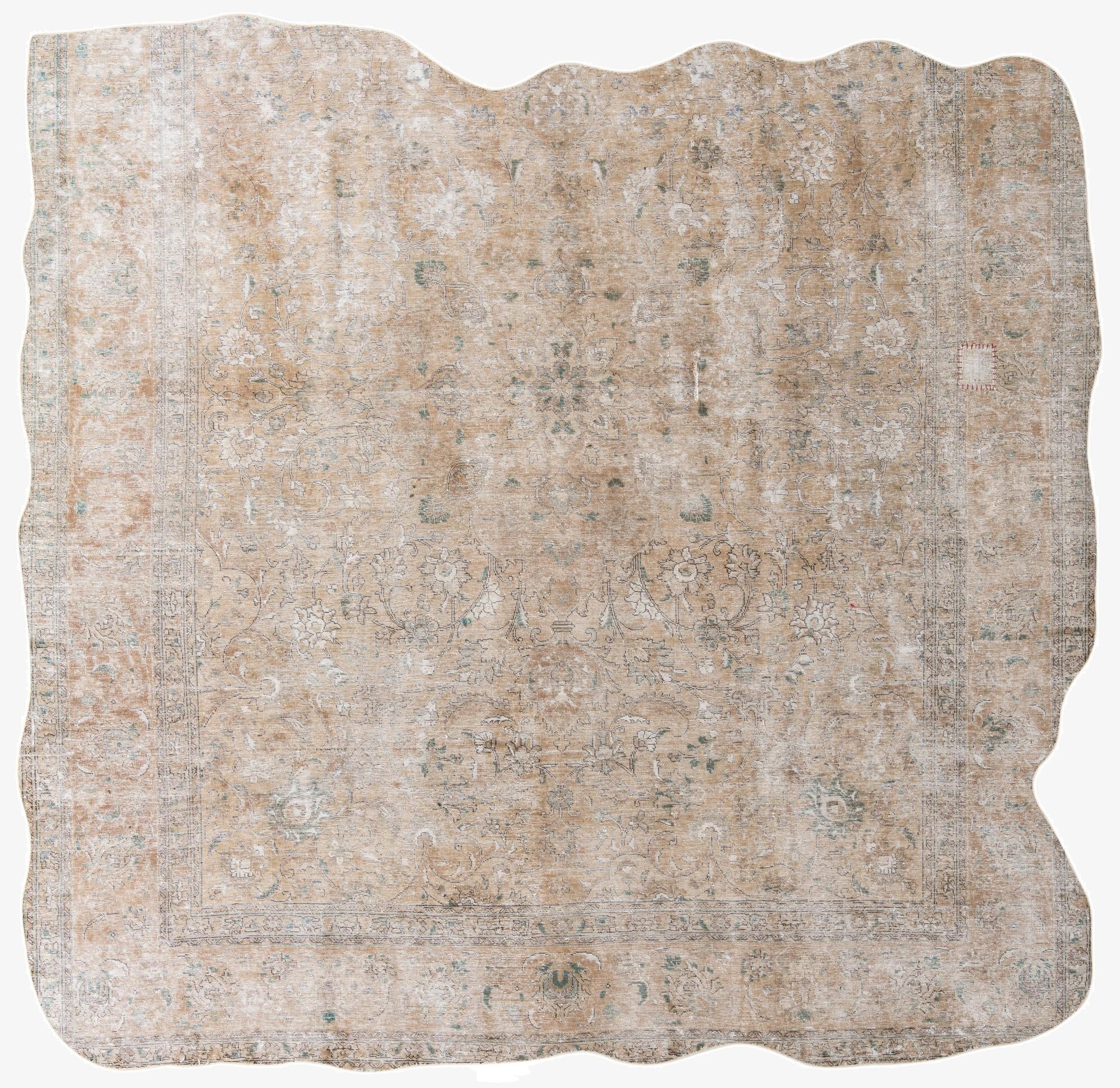  9' x 9' 10  Hand Knotted Ultra Vintage Persian Wool Square Rug