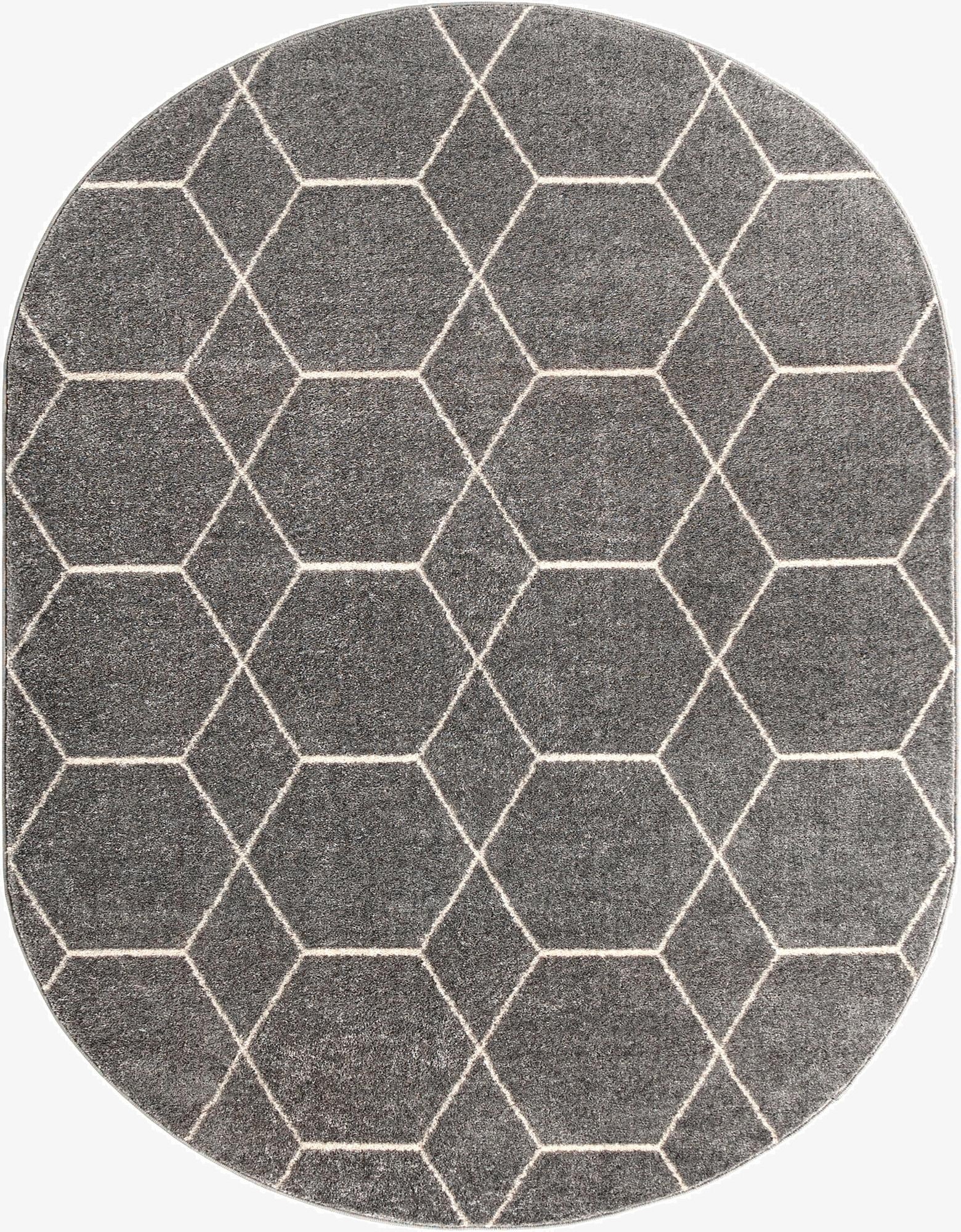  7' 10 x 10' Lattice Frieze Oval Rug