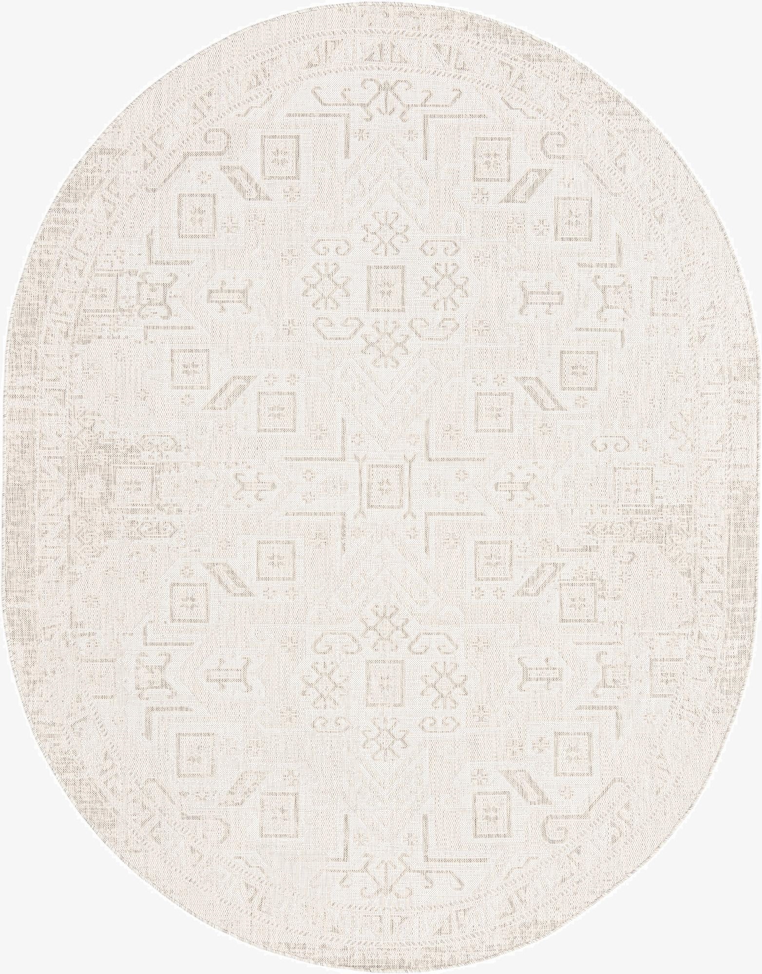  7' 10 x 10'  Washable Aztec Indoor / Outdoor Oval Rug