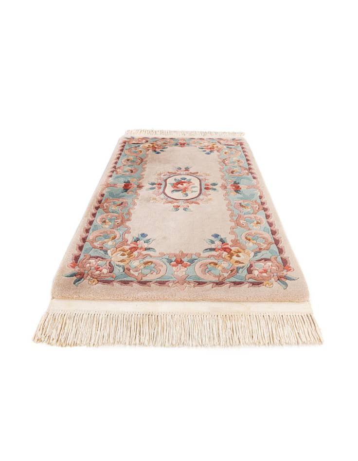 Detail image of  2' 4 x 4' 3  Hand Knotted Carved Pekin Wool Rug