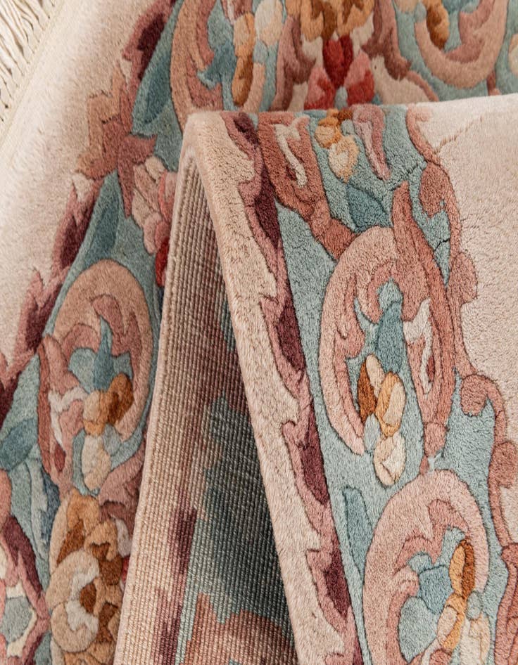 Detail image of  2' 4 x 4' 3  Hand Knotted Carved Pekin Wool Rug