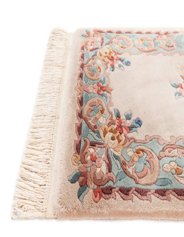 Detail image of  2' 4 x 4' 3  Hand Knotted Carved Pekin Wool Rug