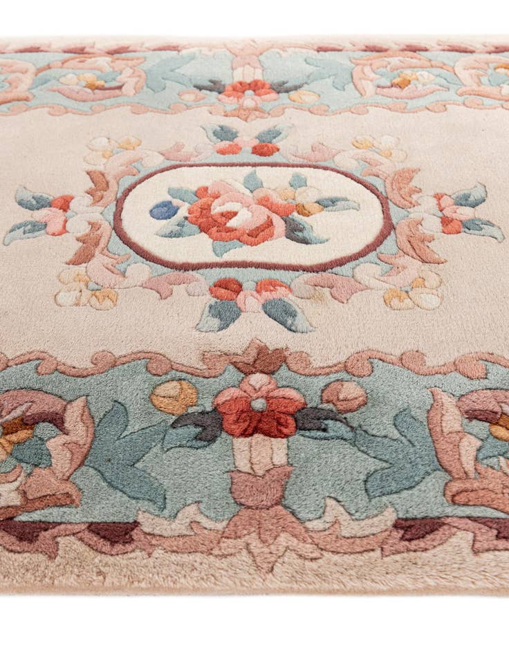 Detail image of  2' 4 x 4' 3  Hand Knotted Carved Pekin Wool Rug