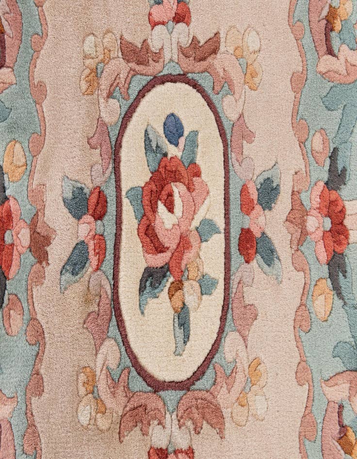 Detail image of  2' 4 x 4' 3  Hand Knotted Carved Pekin Wool Rug