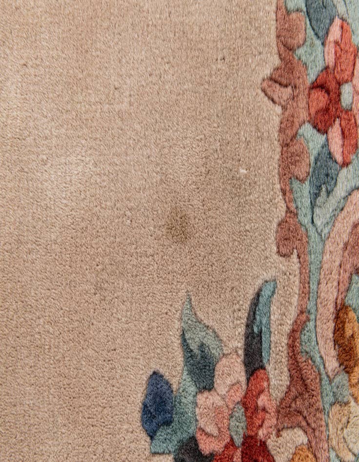 Detail image of  2' 4 x 4' 3  Hand Knotted Carved Pekin Wool Rug