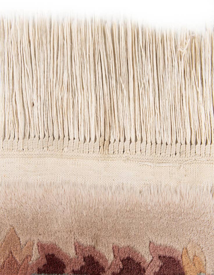 Detail image of  2' 4 x 4' 3  Hand Knotted Carved Pekin Wool Rug