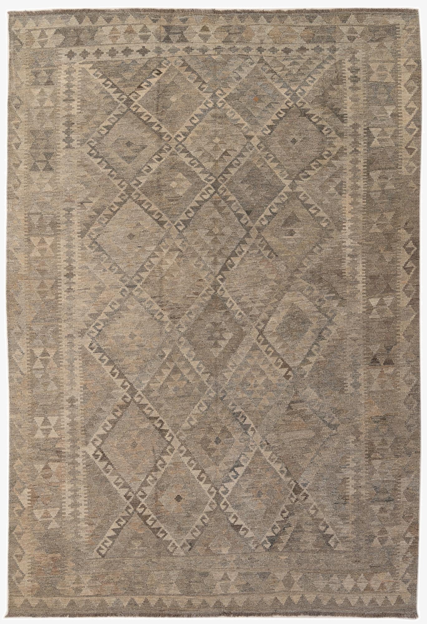  6' 8 x 9' 11  Hand Woven Kilim Maymana Wool Rug