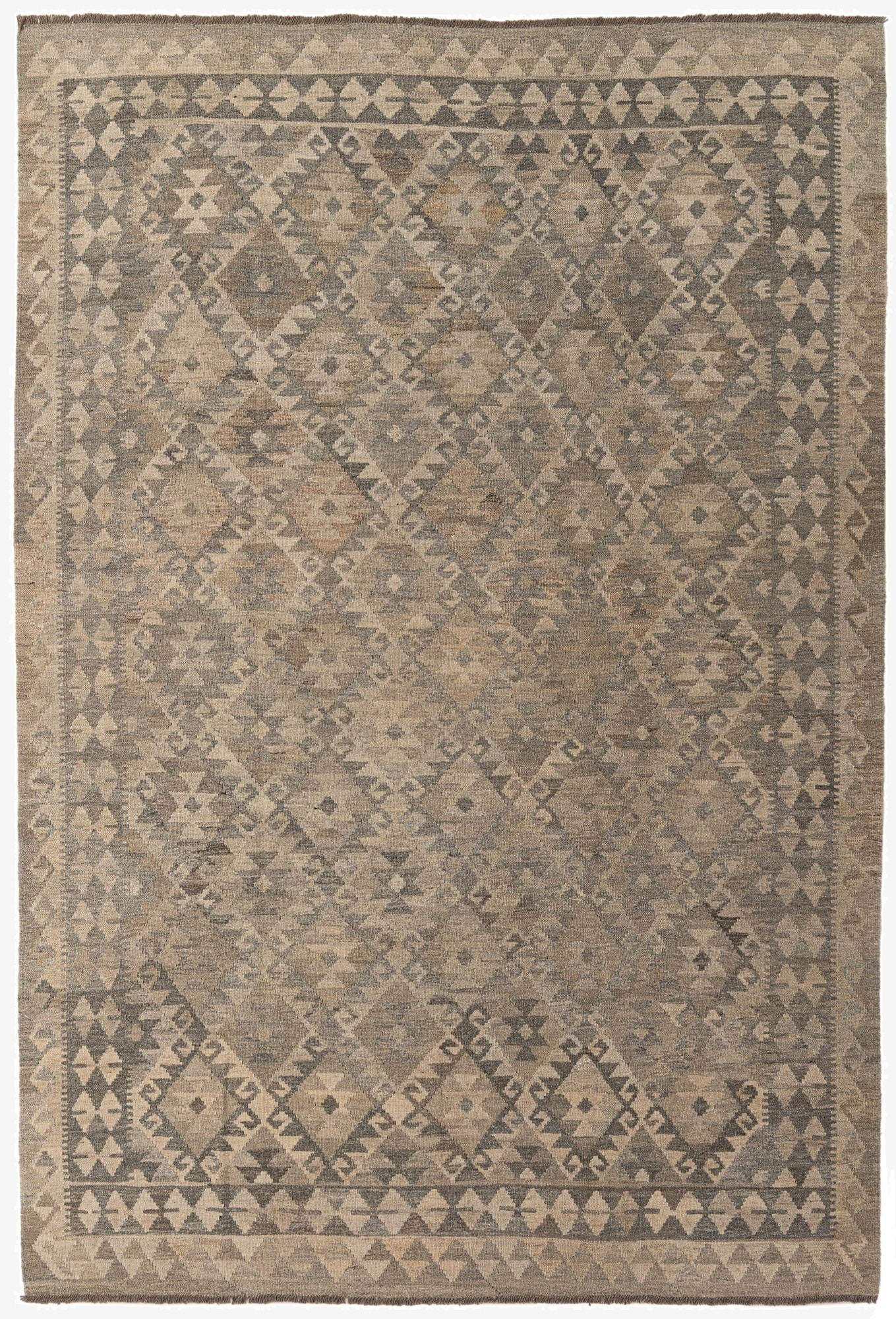  6' 5 x 9' 7  Hand Woven Kilim Maymana Wool Rug