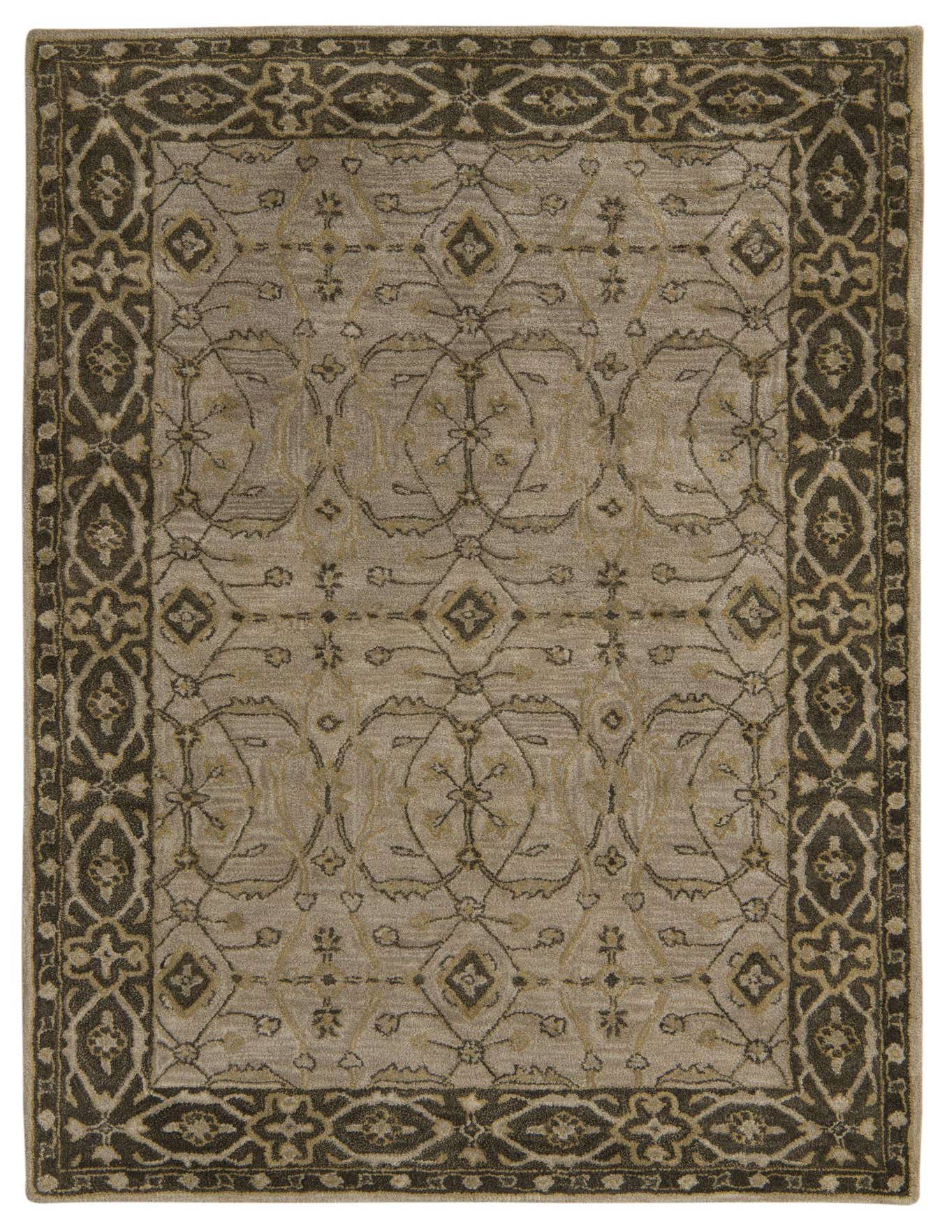 A 5x8 rectangular Luna Collection rug featuring a modern abstract pattern in shades of gray and silver with a dark border.