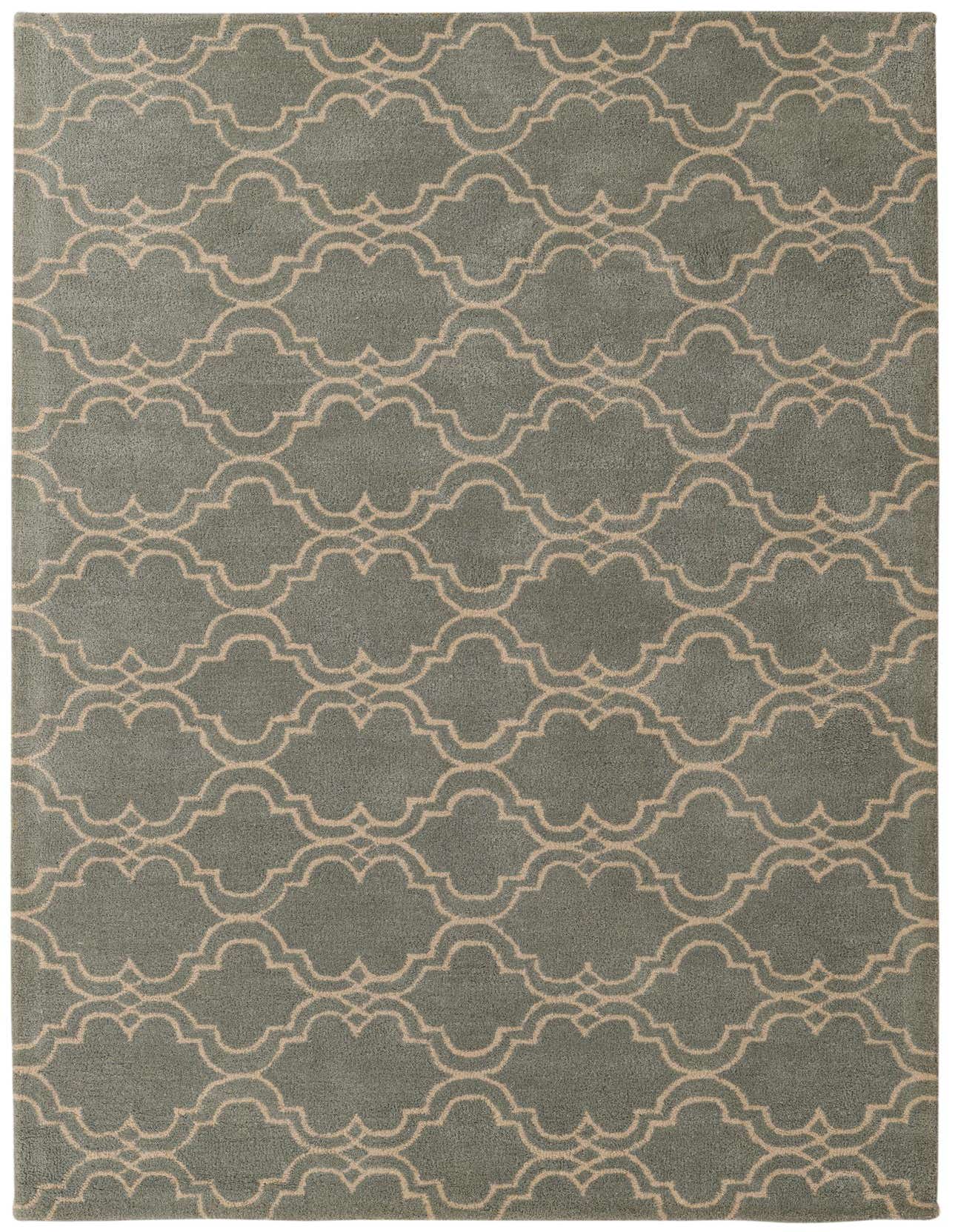 A 5x8 rectangular Luna Collection rug from Rugs.com, featuring a modern abstract pattern in gray and beige.
