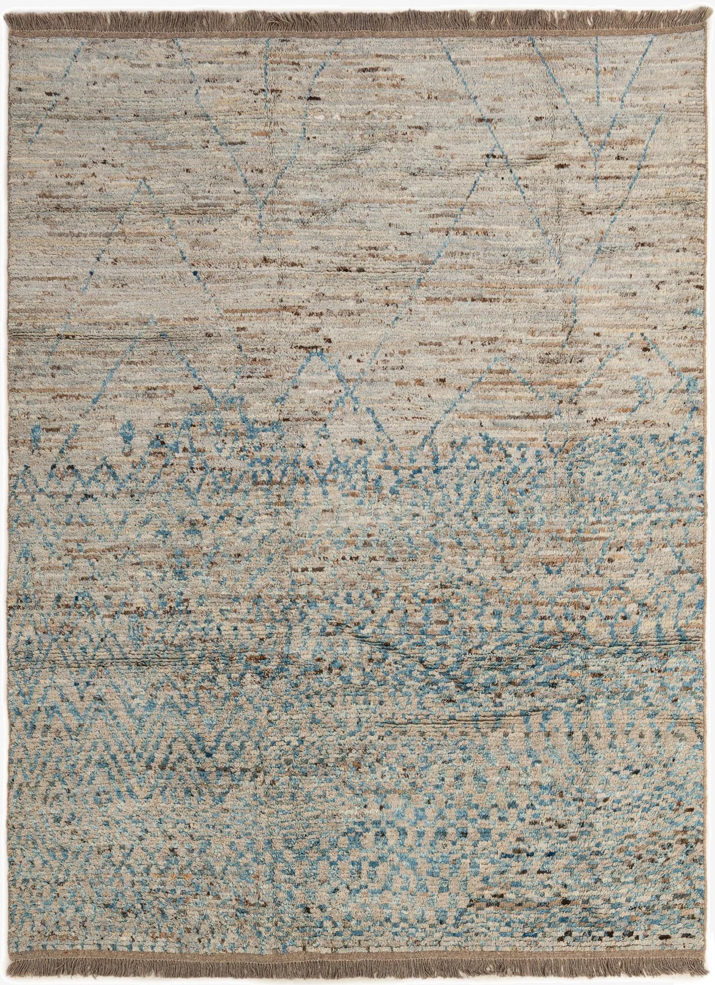  6' 7 x 8' 8  Hand Knotted Moroccan Wool Rug