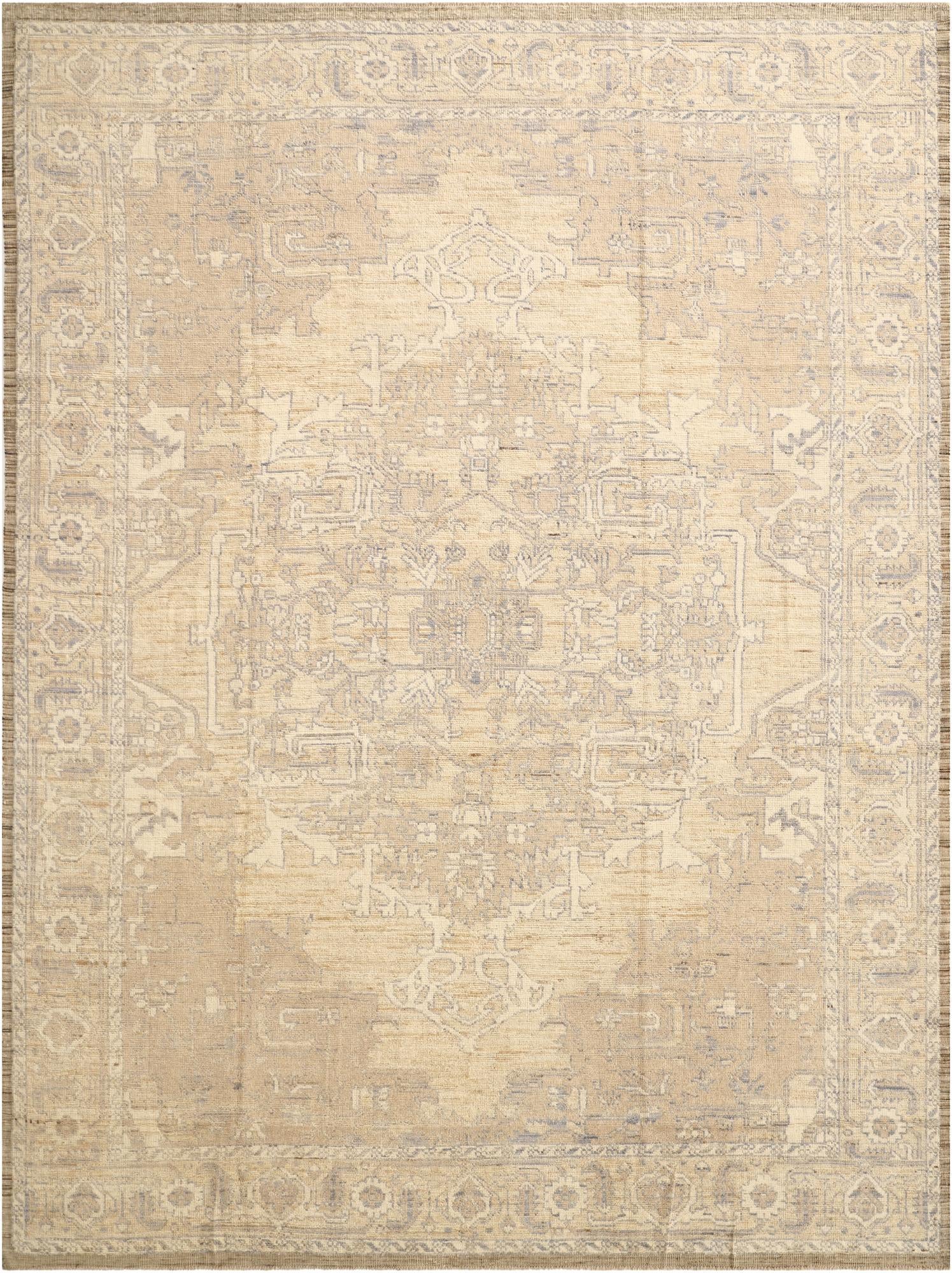 9' x 12' 4 Hand Knotted Oushak Wool Rug