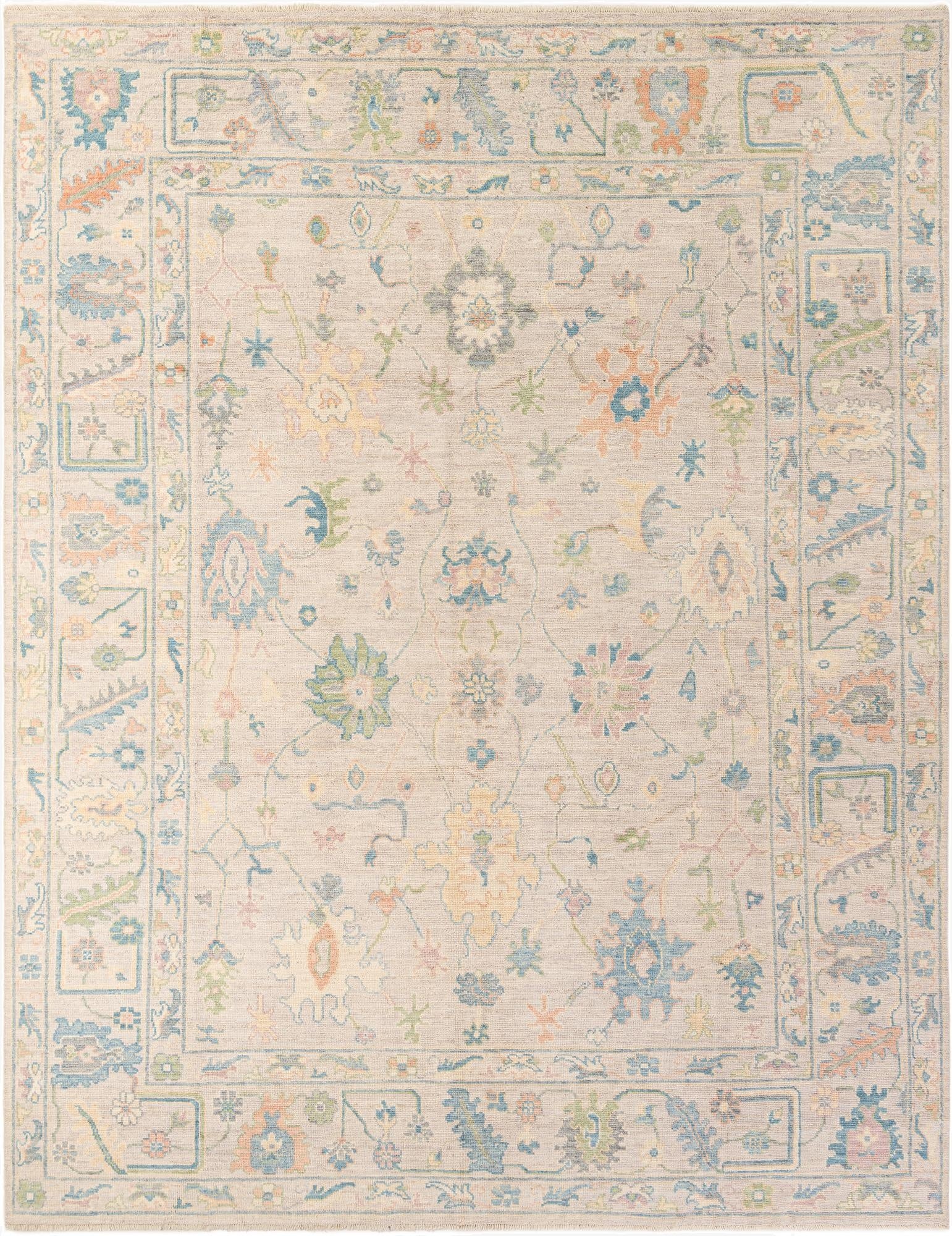  9' 2 x 11' 11  Hand Knotted Oushak Wool Rug