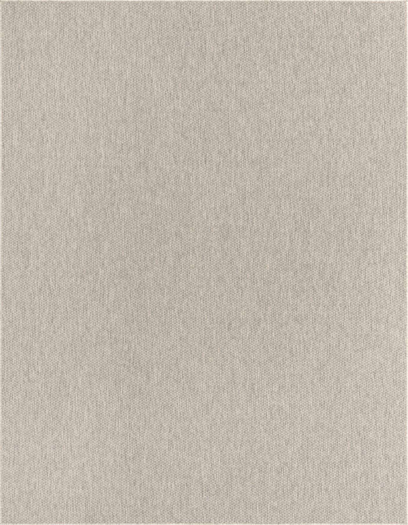 A 10x14 rectangular gray modern flatweave rug, suitable for indoor or outdoor use, showcasing its textured, solid color.