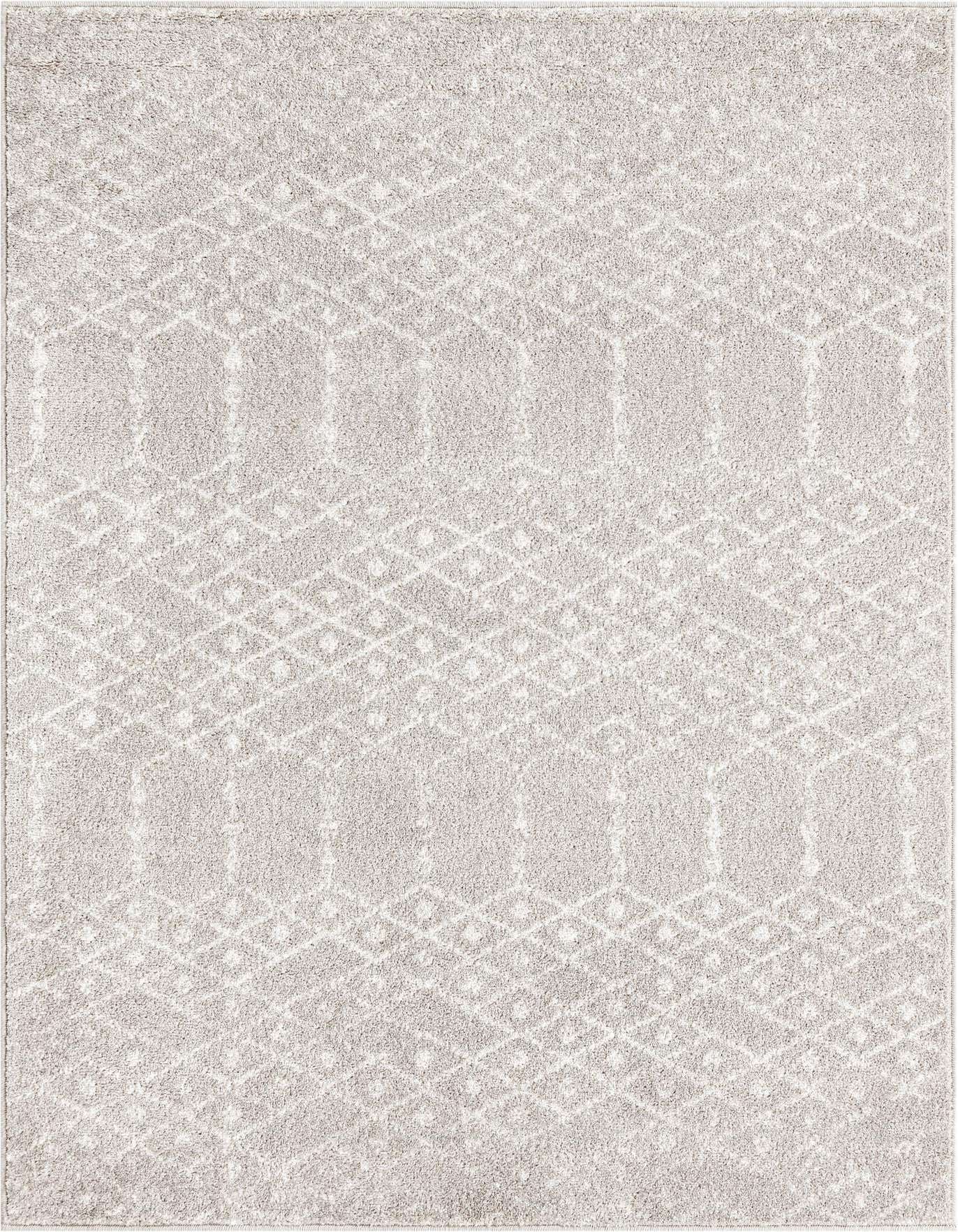 A 4x6 rectangular gray area rug featuring a subtle modern tribal trellis pattern, ideal for a living room or office.